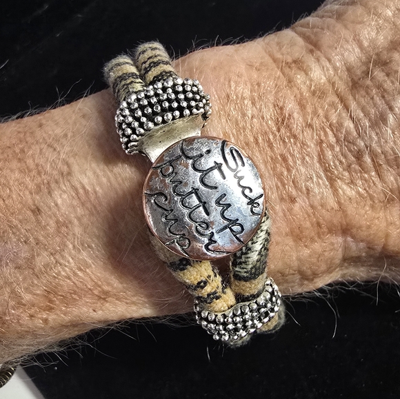 Suck It Up, Buttercup Fabric/Rope Button Bracelet - Picture 4 of 6